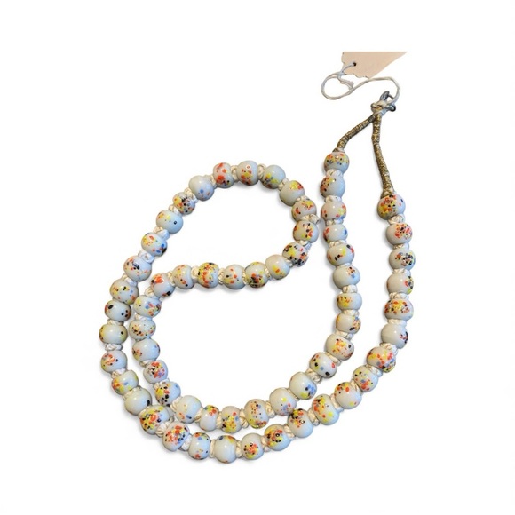 Handmade Jewelry - Vtg Handmade Multicolor Art Glass Bead Necklace 22” Bohemian Boho Coastal 70s